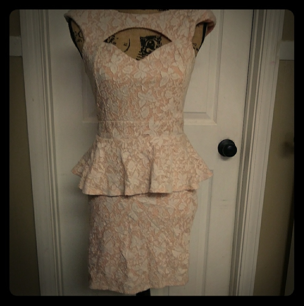 Lace Baby Pink Peplum Dress